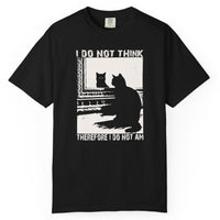 Load image into Gallery viewer, Black t-shirt with a graphic of a cat and text on a white background