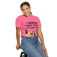 Load image into Gallery viewer, A Woman Cannot Survive on Wine Alone Funny Cat T-Shirt