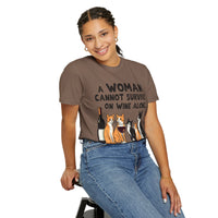 Load image into Gallery viewer, A Woman Cannot Survive on Wine Alone Funny Cat T-Shirt