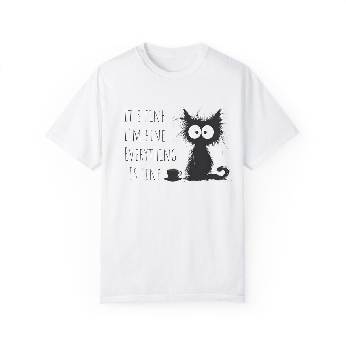 I'm Fine! Frazzled Black Cat Shirt, Unisex 100% Cotton Tee