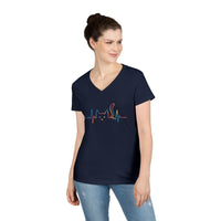 Load image into Gallery viewer, Cat Rainbow Heartbeat V-Neck