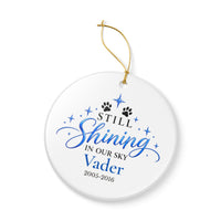 Load image into Gallery viewer, Personalized Cat Memorial Ornament – Still Shining in Our Sky – Blue