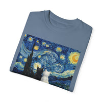 Load image into Gallery viewer, Starry Night Van Gogh Cute Cats, Unisex 100% Cotton Tee
