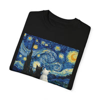 Load image into Gallery viewer, Starry Night Van Gogh Cute Cats, Unisex 100% Cotton Tee
