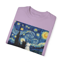 Load image into Gallery viewer, Starry Night Van Gogh Cute Cats, Unisex 100% Cotton Tee
