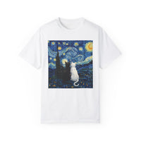 Load image into Gallery viewer, Starry Night Van Gogh Cute Cats, Unisex 100% Cotton Tee

