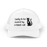 Load image into Gallery viewer, Snapback Trucker Cap - Lucky To Be Owned By A Black Cat
