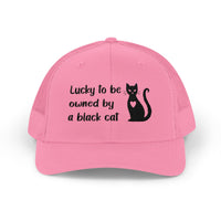 Load image into Gallery viewer, Snapback Trucker Cap - Lucky To Be Owned By A Black Cat
