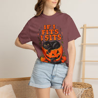 Load image into Gallery viewer, If I Fits I Sits Pumpkin Cat Halloween T-Shirt