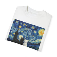Load image into Gallery viewer, Starry Night Van Gogh Cute Cats, Unisex 100% Cotton Tee
