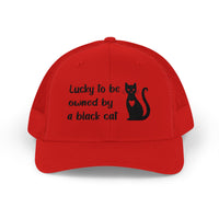 Load image into Gallery viewer, Snapback Trucker Cap - Lucky To Be Owned By A Black Cat
