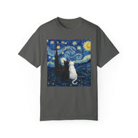 Load image into Gallery viewer, Starry Night Van Gogh Cute Cats, Unisex 100% Cotton Tee

