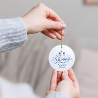 Load image into Gallery viewer, Personalized Cat Memorial Ornament – Still Shining in Our Sky – Blue