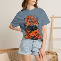 Load image into Gallery viewer, If I Fits I Sits Pumpkin Cat Halloween T-Shirt