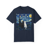 Load image into Gallery viewer, Starry Night Van Gogh Cute Cats, Unisex 100% Cotton Tee
