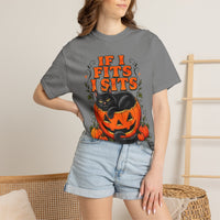 Load image into Gallery viewer, If I Fits I Sits Pumpkin Cat Halloween T-Shirt