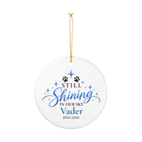 Load image into Gallery viewer, Personalized Cat Memorial Ornament – Still Shining in Our Sky – Blue