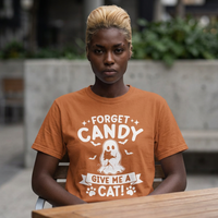 Load image into Gallery viewer, Forget Candy Give Me a Cat Halloween T-Shirt