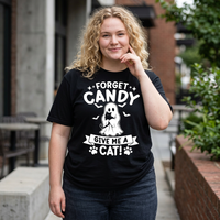 Load image into Gallery viewer, Forget Candy Give Me a Cat Halloween T-Shirt