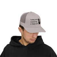 Load image into Gallery viewer, Snapback Trucker Cap - Lucky To Be Owned By A Black Cat
