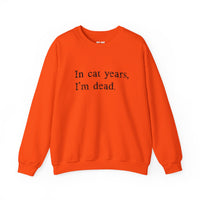 Load image into Gallery viewer, In Cat Years I’m Dead Funny Cat Sweatshirt
