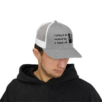 Load image into Gallery viewer, Snapback Trucker Cap - Lucky To Be Owned By A Black Cat
