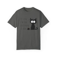 Load image into Gallery viewer, I&#39;m Fine! Frazzled Black Cat Shirt, Unisex 100% Cotton Tee
