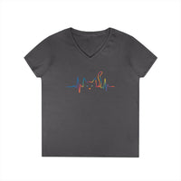 Load image into Gallery viewer, Cat Rainbow Heartbeat V-Neck