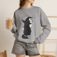 Load image into Gallery viewer, Celestial Witch Cat – Black Cat Halloween Sweatshirt