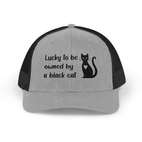 Load image into Gallery viewer, Snapback Trucker Cap - Lucky To Be Owned By A Black Cat
