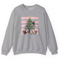 Load image into Gallery viewer, Light-colored Christmas Cats sweatshirt with festive cat tree illustration