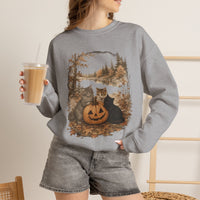 Load image into Gallery viewer, Cats &amp; Pumpkins Cozy Fall Sweatshirt