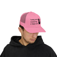 Load image into Gallery viewer, Snapback Trucker Cap - Lucky To Be Owned By A Black Cat
