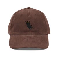 Load image into Gallery viewer, Leaping Cat, Corduroy Embroidered Baseball Cap