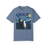 Load image into Gallery viewer, Starry Night Van Gogh Cute Cats, Unisex 100% Cotton Tee
