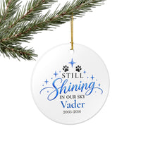 Load image into Gallery viewer, Personalized Cat Memorial Ornament – Still Shining in Our Sky – Blue
