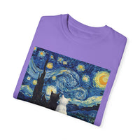Load image into Gallery viewer, Starry Night Van Gogh Cute Cats, Unisex 100% Cotton Tee
