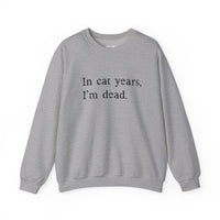 Load image into Gallery viewer, In Cat Years I’m Dead Funny Cat Sweatshirt