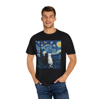 Load image into Gallery viewer, Starry Night Van Gogh Cute Cats, Unisex 100% Cotton Tee
