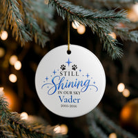 Load image into Gallery viewer, Personalized Cat Memorial Ornament – Still Shining in Our Sky – Blue