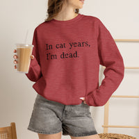 Load image into Gallery viewer, In Cat Years I’m Dead Funny Cat Sweatshirt