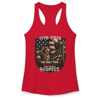 Load image into Gallery viewer, Red tank top with American flag and eagle design on a white background