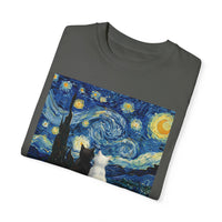 Load image into Gallery viewer, Starry Night Van Gogh Cute Cats, Unisex 100% Cotton Tee
