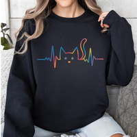 Load image into Gallery viewer, Rainbow Cat Heartbeat Line, Sweatshirt