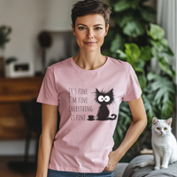 Load image into Gallery viewer, I&#39;m Fine! Frazzled Black Cat Shirt, Unisex 100% Cotton Tee
