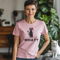 'What?' Murderous Black Cat, Unisex 100% Cotton Tee