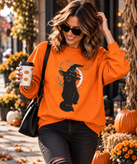 Load image into Gallery viewer, Celestial Witch Cat – Black Cat Halloween Sweatshirt