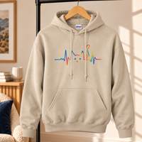 Load image into Gallery viewer, Rainbow Cat Heartbeat Hoodie – Cat Lover Gift