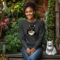 Load image into Gallery viewer, Black Cat Noodle Shirt, Crew Neck Gildan 5000, Women&#39;s clothing
