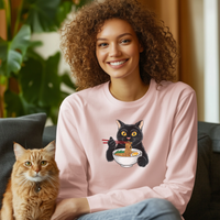 Load image into Gallery viewer, Black Cat Noodle Shirt, Crew Neck Gildan 5000, Women&#39;s clothing
